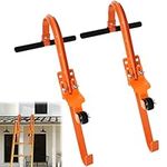 2 Pack Ladder Hooks for Roof Ridge with Wheel,Heavy Duty Ladder Roof Hook with Rubber Grip T-Bar,2023 Upgrade Load-Bearing Steel Bars Extension Ladder Stabilizer for 500 lbs Weight (Patent Pending)