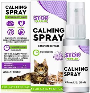 Calming Pheromone Spray & Scratch Repellent for Cats - Reduce Scratching Furniture, Pee - During Travel, Fireworks, Thunder, Vet Zone - Helps to Relief Stress, Fighting, Hiding