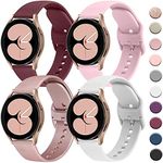 4 PACK Bands Compatible with Samsung Galaxy Watch 4 Band 40mm 44mm, Galaxy Watch 4 Classic Band 42mm 46mm, Galaxy Watch 5 Bands, Galaxy Watch 5 Pro, 20mm Adjustable Silicone Sport Strap Replacement Band for Galaxy Watch 4 / 5 Women Men (4Pack E)