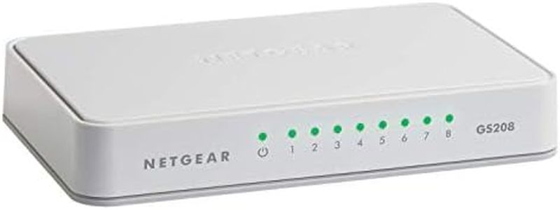 NETGEAR 8-Port Gigabit Ethernet Unmanaged Switch (GS208) - Desktop, Ethernet Splitter, Silent Operation, Plug-and-Play