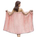 GOSCHE Towel Wrap for Women, Adjustable Shower Wrap Towel with Home Hotel Bath Towel Nightgown for Sauna Beach Pool Gym Travel - Pink