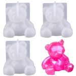 Ainvhh 3 Pack 3D Bear Resin Mold Silicone Bear Epoxy Soap Mould Phone Holder Silicone Mold