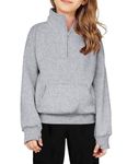 Arshiner Girls Half Zip Sweatshirt Fleece Quarter Zip Pullover Sweatshirts Fall Clothes for Teen Girl Girls Sweatshirts Size 10-12 Gray Crewneck Sweatshirt