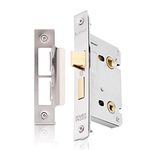 XFORT® Polished Chrome Bathroom Lock 65mm for Internal Wooden Doors, Mortice Door Lock for Bathroom, Door Latch Mechanism and Thumbturn Locking Door Security, CE Approved and Fire Rated Protection.