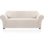 PrinceDeco Stretch Sofa Slipcover 1 Piece Sofa Cover for 3 Cushion Couch Furniture Protector/Cover Couch with Elastic Bottom Soft and Durable Sofa Cover Pet Protector (Sofa, Off White)