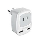 European Travel Plug Adapter, TESSAN International Power Plug with 2 USB, Type C Outlet Adaptor Charger, Travel Essentials for CA to Most of Europe Finland, France, Germany, Greece