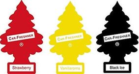 Little Trees Car Air Freshener 3 Pack Combo - Strawberry + Vanillaroma + Black Ice