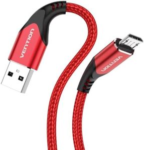 VENTION Micro USB Cable 2M - Kindle Fire Tablet Charger Cable Nylon Braided Android Short Micro USB Charger Cable for Samsung Galaxy S6 S7 S5 J7 J5 J3 Tablet PS4 Xbox Controller Charging Cable(Red)