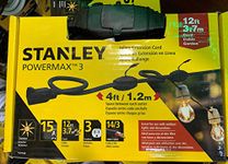 Stanley 31954 POWERMAX 3 12FT OUTDOOR EXTENSION CORD, Black