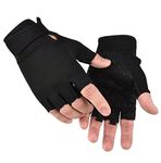 SUJAYU Fingerless Gloves Bicycle Gloves, Outdoor Gloves Airsoft Gloves Training Gloves Fishing Gloves, Biking Gloves Men & Women (Black, Medium)