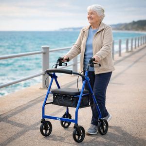 Drive Devilbiss R8 Blue Aluminium Rollator – Padded Seat, Underseat Bag