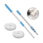 ARSUK Mop Handle Set Home Cleaner with 2 Super Absorbent Microfibre Mop Heads 360° Rotating System Stainless Steel Telescopic Bar