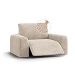 PAULATO BY GA.I.CO. Recliner Cover - Recliner Chair Cover - Recliner Slipcover - Soft Fabric Slipcover - 1-Piece Form Fit Stretch Stylish Furniture Protector - Velvet - Ivory (Recliner Cover)