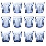 Duralex Picardie Drinking Glasses - 250ml Tumblers for Water, Juice - Blue - Pack of 12