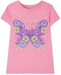 The Children's Place Girls Short Sleeve Graphic T-Shirts, Butterfly Flowers, Medium