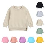 Unisex Kids Sweatshirt Toddler Pullover With Slit Hemline Boys Sweatshirt Girls Sweatshirt Baby Clothes Fall Solid Casual Long Sleeve Tops for Kid (Beige-b, 9-12 Months)