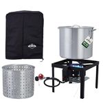 Hike Crew 80QT Outdoor Boiling Kit with Igniter| 110,000 BTU Seafood Boiler Set for Steaming or Cooking Fish, Crawfish, Crab & More | Includes Pot, Lid, Strainer, Burner Stand and Storage Cover