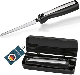 Cuchillo eléctrico para pan de carne con cuchillas dobles de acero inoxidable, incluye caja y paño de cuidado, cuchillo electrónico, potente motor de 120 W, silencioso, inoxidable, color negro