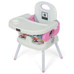 URBAN KINGS Deluxe Comfort 4 in 1 Folding Booster Seat High Chair Toddlers Booster Seat for Eating with 3-Point Harness Secures Baby Tightly While You Feed -Dishwasher Safe Tray