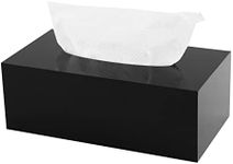 PITBVO Acrylic Tissue Box Holder, Rectangular Black 5mm Thicker Tissue Box Cover, Table Dryer Sheet Dispenser for Car, Bathroom, Bedroom, Kitchen, Office, Living Room, Counter