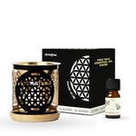 Aromafume Flower of Life Essential Oil Burner | Oil Diffuser with candle | Brass | Use for Essential Oil, Aroma Oil, Diffuser Oil, Yoga, Meditation, Home Fragrance | with Surprise 10ml Essential Oil