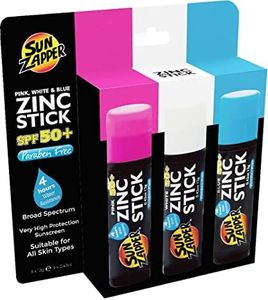 SUN ZAPPER ZINC STICK 12 GRAMS SPF50+ BLUE PINK WHITE 3/PACK