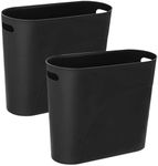 AYSUM 2Pack 12L Slim Waste Basket Plastic Trash Can Small Plastic Bin Slim Garbage Container Bin with Handle for Home Kitchen Bathroom Bedroom Office, Black