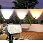 AUDERWIN Solar Spot Lights Outdoor Waterproof IP67, 6 Lighting Modes 60 LED, Landscape Spotlights for Tree Yard Garden House Driveway Pathway（2 Pack）