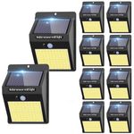 Solar Lights Outdoor, 10 Pack [ 3 Modes/100LED ] Solar Motion Sensor Light Outdoor Wireless IP65 Waterproof Solar Wall Lights Solar Security Lights for Fence Yard Garden Deck Garage Warm White