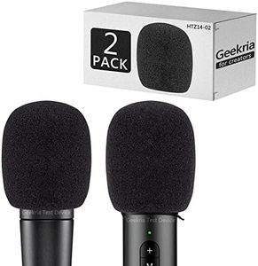 Geekria for Creators Foam Windscreen Compatible with Shure SM57-LCE, PGA81-LC, Microphone Antipop Foam Cover, Mic Wind Cover, Sponge Foam Filter (Black / 2 Pack)