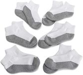 Jefferies Socks Boy's Boys Seamless Toe Athletic Qtr.6-Pack socks, White/Grey, Medium