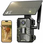 Loatos Trail Camera, Cellular Trail Camera with Built-in SIM Card 4G Unlimited Data Plan 2k HD Live Streaming 4W Solar Panle Game Cameras with Night Vision Motion Activated Waterproof IP66