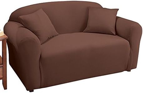 Collections Etc Jersey Stretch Slipcover Furniture Protector, Brown, Loveseat