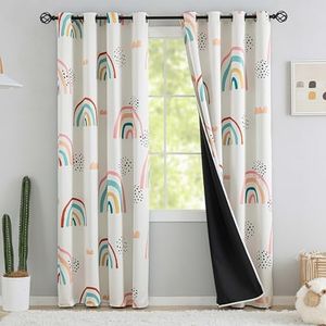 chiinvent Blackout Rainbow Curtains for Kids Cute Rainbow Room Darkening Window Curtains Decorative Cartoon Black Out Curtain for Girls Bedroom Nursery, C1, 52" x 84", 2 Panels (90% Blackout)