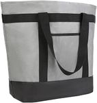 CIVJET Insulated Reusable Tote Bag for Grocery Shopping for Women/Men, Pizza/Food Delivery Bag to Keep Food Cold/Hot for Uber Eats/Doordash/Grubub, Cooler bags for Travel/Beach/Picnic, Grey