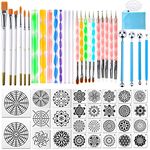 Mandala Dotting Tools,Augshy 58PCS Dot Painting Tools Set Rock Painting Kits with a Blue Zipper Waterproof Storage Bag for Rock Painting