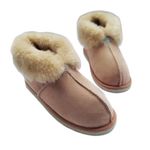 Sheepskin Slipper Boots for Women | Ladies Sheep Skin Moccasin Slippers | Fuzzy Fur Slippers (US 5.5(women) 8.8 inches / 22.5 cm)