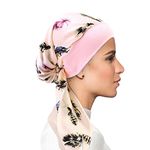 FADACHY Head Scarf, Chemo Headwear for Women Bandanas Turbans with Scarves Soft Pre Tied Knot Fashion Pleated Sleep Cap Headwrap for Cancer Hair Loss