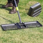 Lawn Leveling Rake, Heavy Duty Levelawn Tool for Garden Level Soil or Dirt Ground Surfaces Easily, 26” x 10” Ground Plate, Steel Handle Length is 65 inch