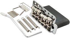 Wilkinson WVC-SB 54mm String Spacing 6-Hole Vintage Steel Saddles with Full Steel Block Tremolo Bridge for USA Vintage Strat and Japan Strat Guitar, Chrome