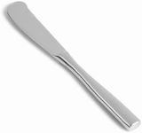 Fortessa Lucca 18/10 Stainless Steel Flatware Solid Handle Butter Knife, Set of 12, Silver