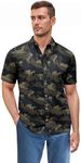 ETHANOL Men Classic Slim Fit Woven Short Sleeve Wrinkle Resistant Print Shirt MSTL46568 GRNCMO CAMO S