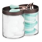 mDesign Modern Makeup Storage Containers – Versatile Bathroom Storage Made of Plastic for Cotton Buds and Bath Salts – Cosmetic Storage Solution for the Home – Clear/Bronze