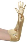 BABEYOND Long Evening Gloves Satin Elbow Gloves Bridal Fancy Dress Gloves Wedding Prom Opera Gloves 1920s Style for Women (A-Smooth 52cm/Gold)