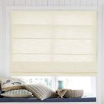 LANTIME Roman Shades Window Blinds, Elegant Made to Order Blackout Ivory Fabric Window Roman Shades for Windows, Doors