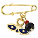 Gold Plated St Lucy Simulated Azabache Evil Eye Protection Brooch Pin for Babies, Infants, and Toddlers - Religious and Meaningful Amulet Protection Charm Jewelry for Kids