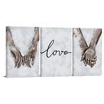 RnnJoile Couple Art Wall Decor for Bedroom Holding Hands Canvas Pictures Romantic Love Theme Painting Over Bed Artwork Anniversary Wedding Gift