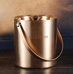 GLEDAM Rose Gold 1 Litre Matte Finish Stainless Steel Double Insulation Ice Bucket with Tong | Gift Items| Home Decor | Ice Box | Bar Accessories for Home and Party: (1 Litre)1 Pc Each