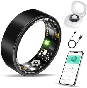 Govllfoz Smart Ring Health Tracker, Fitness Sleep & Heart Rate Monitor Tracker Smart Ring, Waterproof Bluetooth Fitness Tracker Ring IPX68 Waterproof (Black, 11)