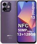 Unlocked Cell Phone NFC, Ulefone Note 16 Pro Smartphone, 12GB+128GB, Octa-Core Processor, Android 13, 50MP+2MP+8MP, 6.52” HD+, 4400mAh/OTG, Face Unlock/Fingerprint ID/GPS, Dual 4G LTE Mobile - Purple